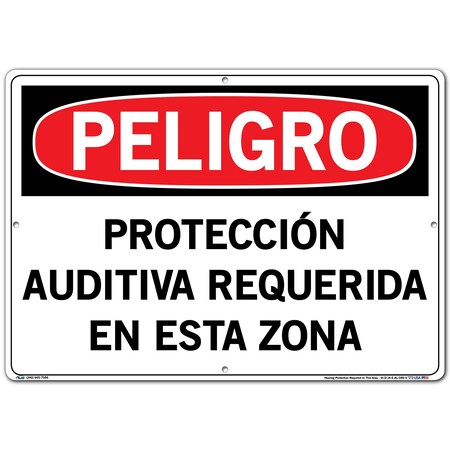 Vestil Aluminum Sign, 14-1/2" Height, 20-1/2" Width, Aluminum, Rectangle, Spanish SI-D-14-E-AL-080-S